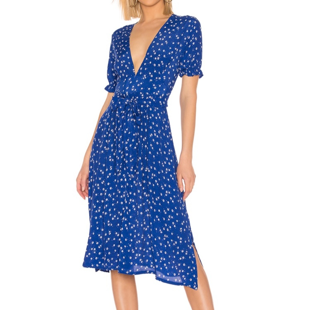 Faithfull the Brand Farah Midi Dress Blue Floral 6